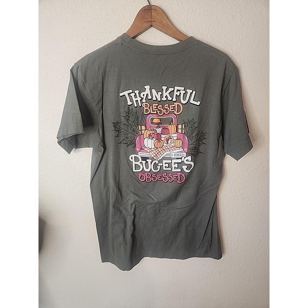 Buc-ees Fall Thankful Blessed Buc-ees Obsessed Thanksgiving T-shirt Green MEDIUM